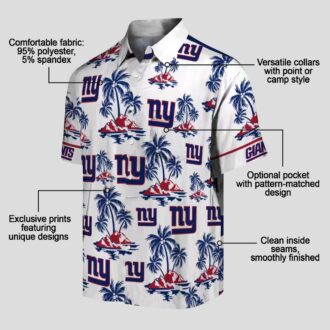 New York Giants Blue White Hawaiian Shirt, Palm Island Summer Vacation Outfit