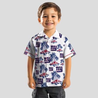 New York Giants Blue White Hawaiian Shirt, Palm Island Summer Vacation Outfit