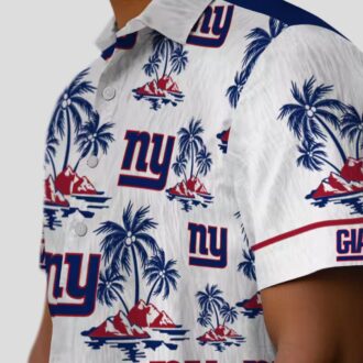 New York Giants Blue White Hawaiian Shirt, Palm Island Summer Vacation Outfit