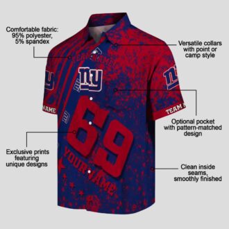 New York Giants Button Up Hawaiian Shirt, Blue Aloha Stripes NFL Summer Gear