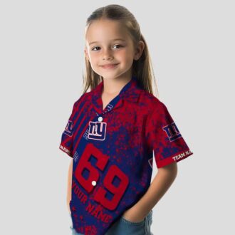 New York Giants Button Up Hawaiian Shirt, Blue Aloha Stripes NFL Summer Gear