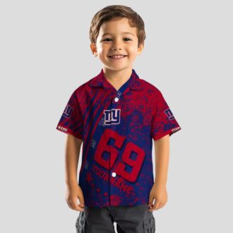 New York Giants Button Up Hawaiian Shirt, Blue Aloha Stripes NFL Summer Gear