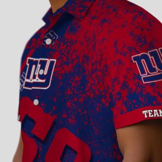 New York Giants Button Up Hawaiian Shirt, Blue Aloha Stripes NFL Summer Gear