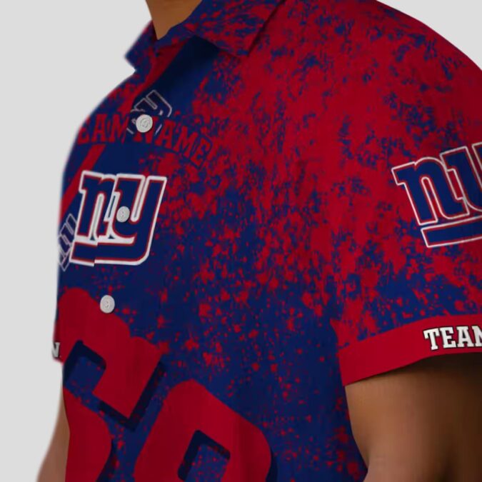 New York Giants Button Up Hawaiian Shirt, Blue Aloha Stripes NFL Summer Gear