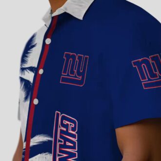 New York Giants Floral Hawaiian Shirt, Palm Trees Blue & White NFL Football Fan Apparel