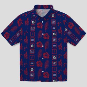 New York Giants Hawaiian Shirt for NFL Fans, Vintage Floral Blue Summer Wear