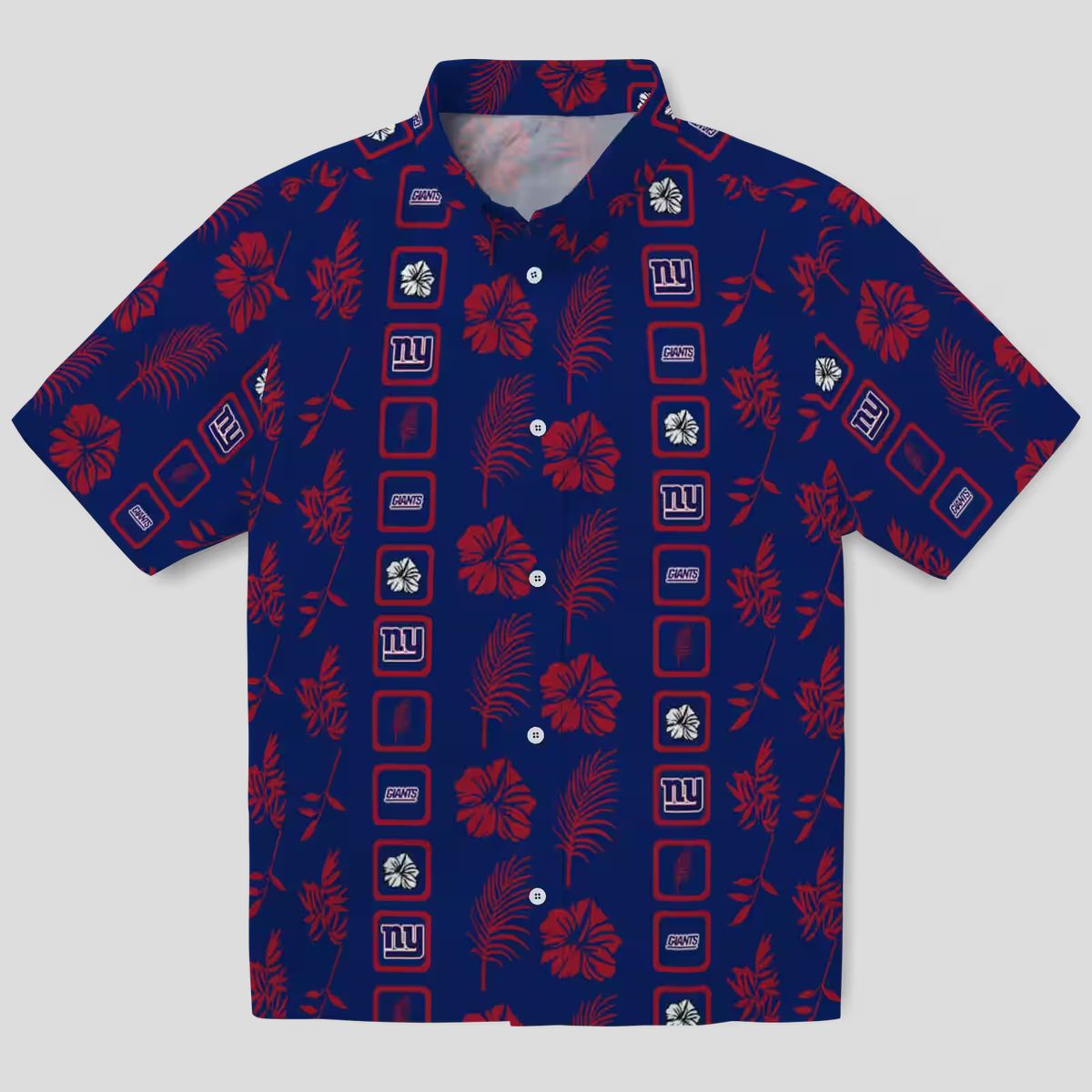 New York Giants Hawaiian Shirt for NFL Fans, Vintage Floral Blue Summer Wear