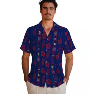 New York Giants Hawaiian Shirt for NFL Fans, Vintage Floral Blue Summer Wear