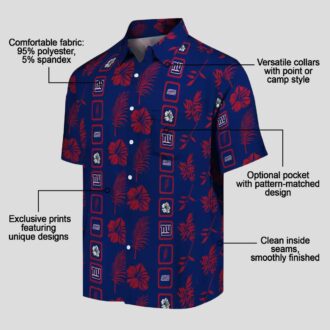 New York Giants Hawaiian Shirt for NFL Fans, Vintage Floral Blue Summer Wear