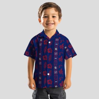 New York Giants Hawaiian Shirt for NFL Fans, Vintage Floral Blue Summer Wear