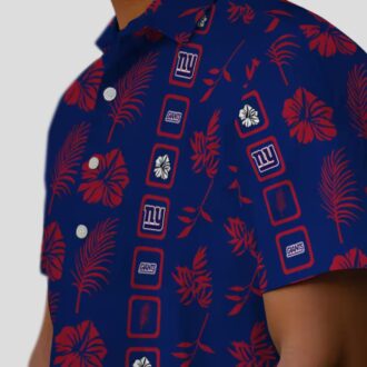 New York Giants Hawaiian Shirt for NFL Fans, Vintage Floral Blue Summer Wear