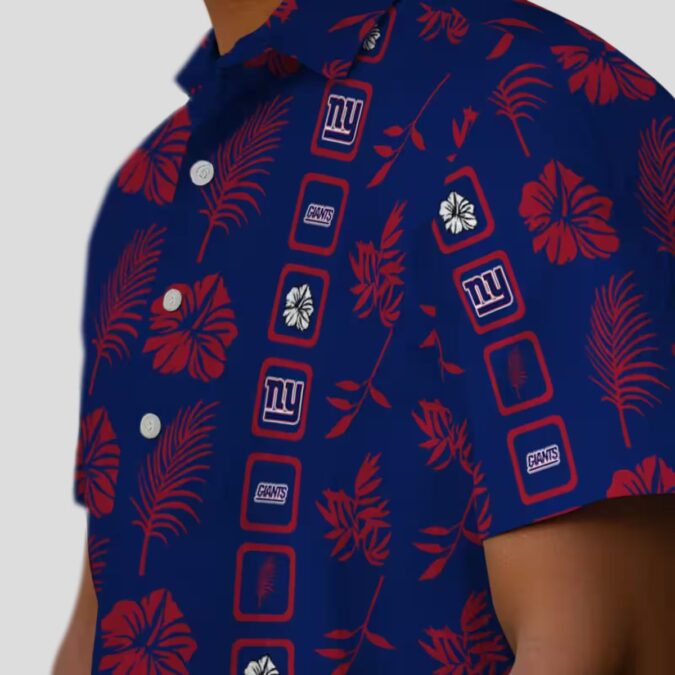 New York Giants Hawaiian Shirt for NFL Fans, Vintage Floral Blue Summer Wear