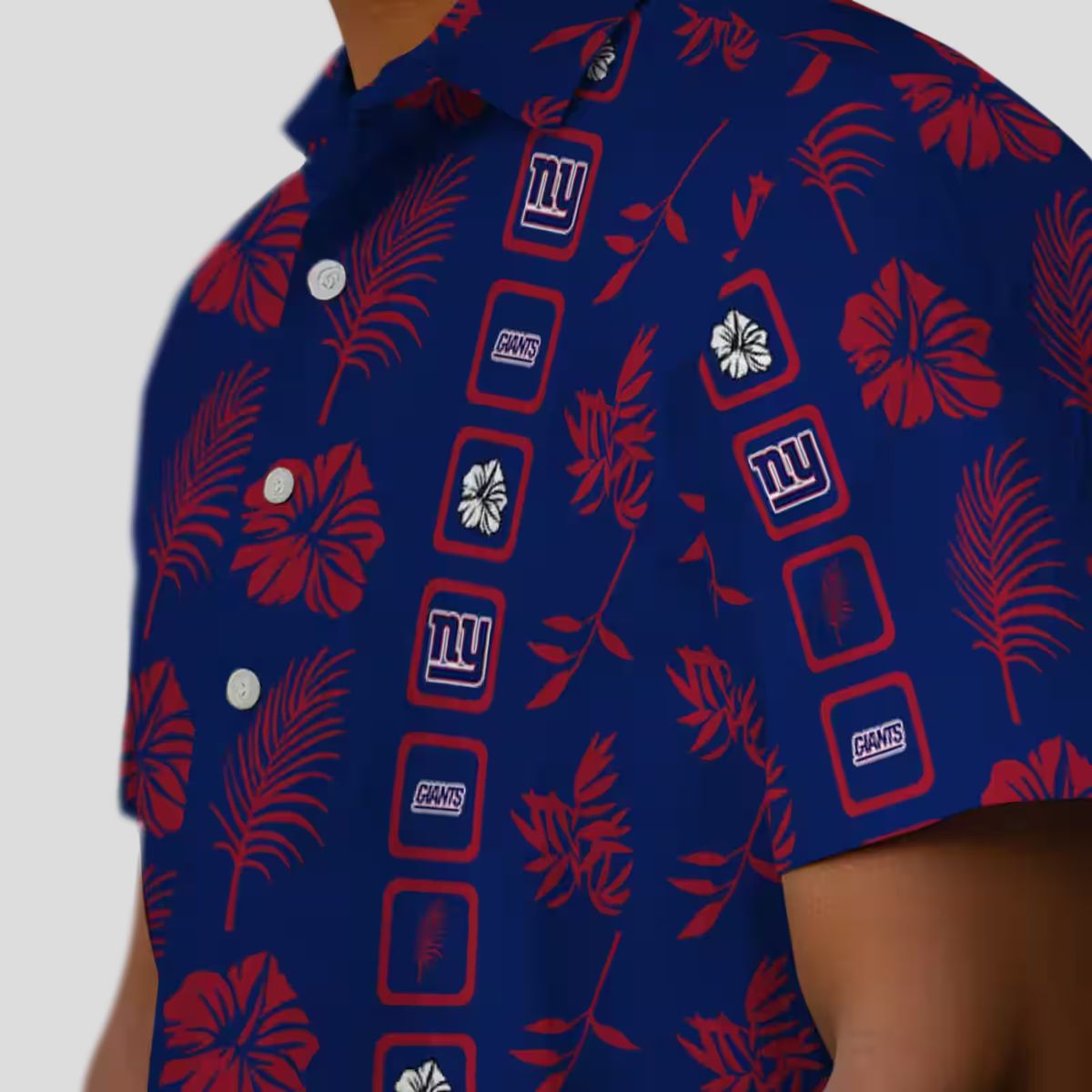New York Giants Hawaiian Shirt for NFL Fans, Vintage Floral Blue Summer Wear