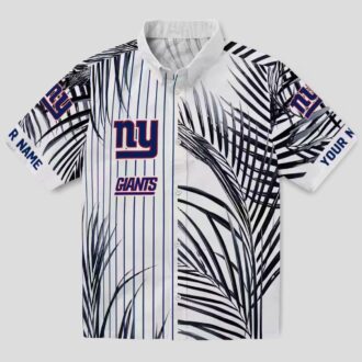 New York Giants Palm Stripe Floral Hawaiian Shirt, Stylish NFL Summer Outfit