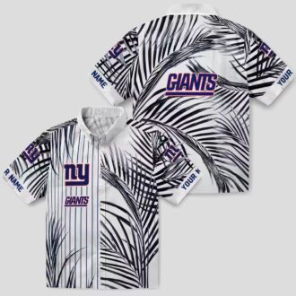 New York Giants Palm Stripe Floral Hawaiian Shirt, Stylish NFL Summer Outfit