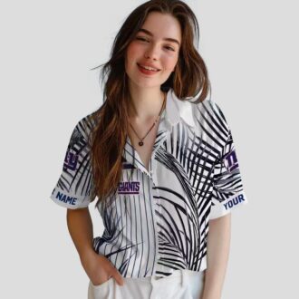 New York Giants Palm Stripe Floral Hawaiian Shirt, Stylish NFL Summer Outfit