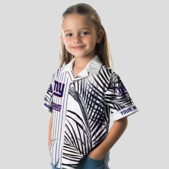 New York Giants Palm Stripe Floral Hawaiian Shirt, Stylish NFL Summer Outfit