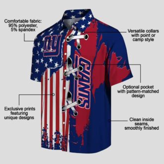 New York Giants Stitched Flag Hawaiian Shirt, Blue Tropical Summer Outfit for NFL Fans