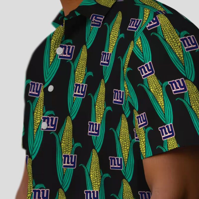 New York Giants Summer Hawaiian Shirt, Black & Green Corn Pattern Football Apparel