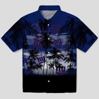 New York Giants Summer Sunset Hawaiian Shirt, Blue Black Tropical NFL Fan Outfit