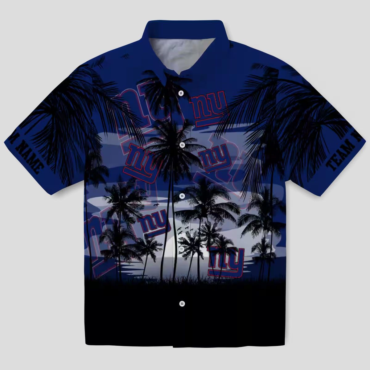 New York Giants Summer Sunset Hawaiian Shirt, Blue Black Tropical NFL Fan Outfit