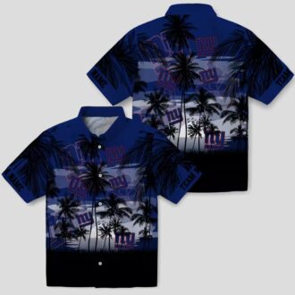 New York Giants Summer Sunset Hawaiian Shirt, Blue Black Tropical NFL Fan Outfit