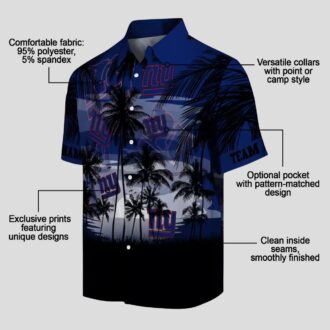 New York Giants Summer Sunset Hawaiian Shirt, Blue Black Tropical NFL Fan Outfit