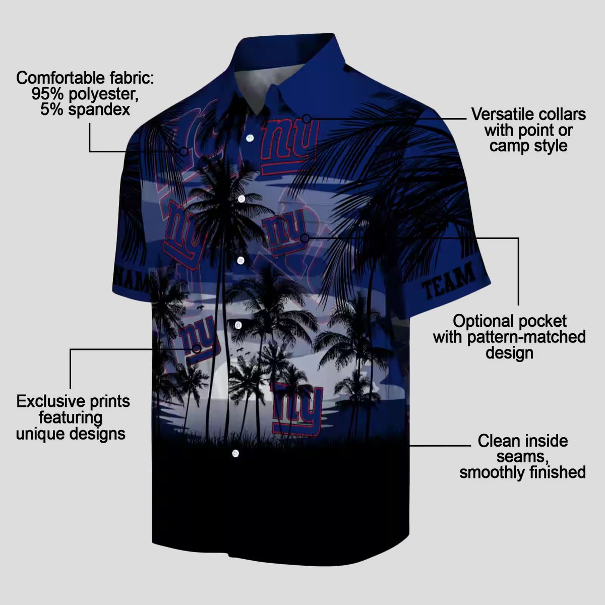 New York Giants Summer Sunset Hawaiian Shirt, Blue Black Tropical NFL Fan Outfit