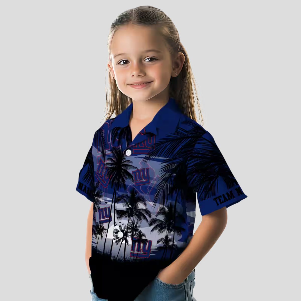 New York Giants Summer Sunset Hawaiian Shirt, Blue Black Tropical NFL Fan Outfit