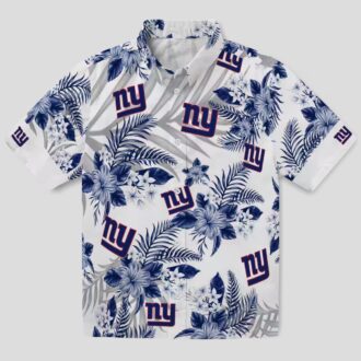 New York Giants Tropical Aloha Hawaiian Shirt, Hibiscus Palm NFL Tailgate Outfit
