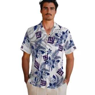 New York Giants Tropical Aloha Hawaiian Shirt, Hibiscus Palm NFL Tailgate Outfit