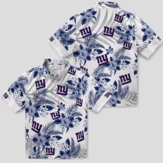 New York Giants Tropical Aloha Hawaiian Shirt, Hibiscus Palm NFL Tailgate Outfit