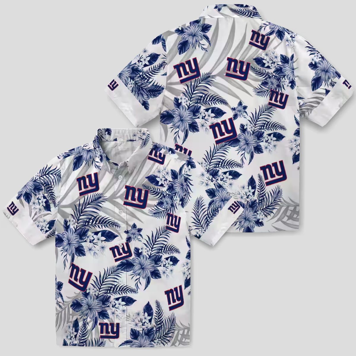 New York Giants Tropical Aloha Hawaiian Shirt, Hibiscus Palm NFL Tailgate Outfit