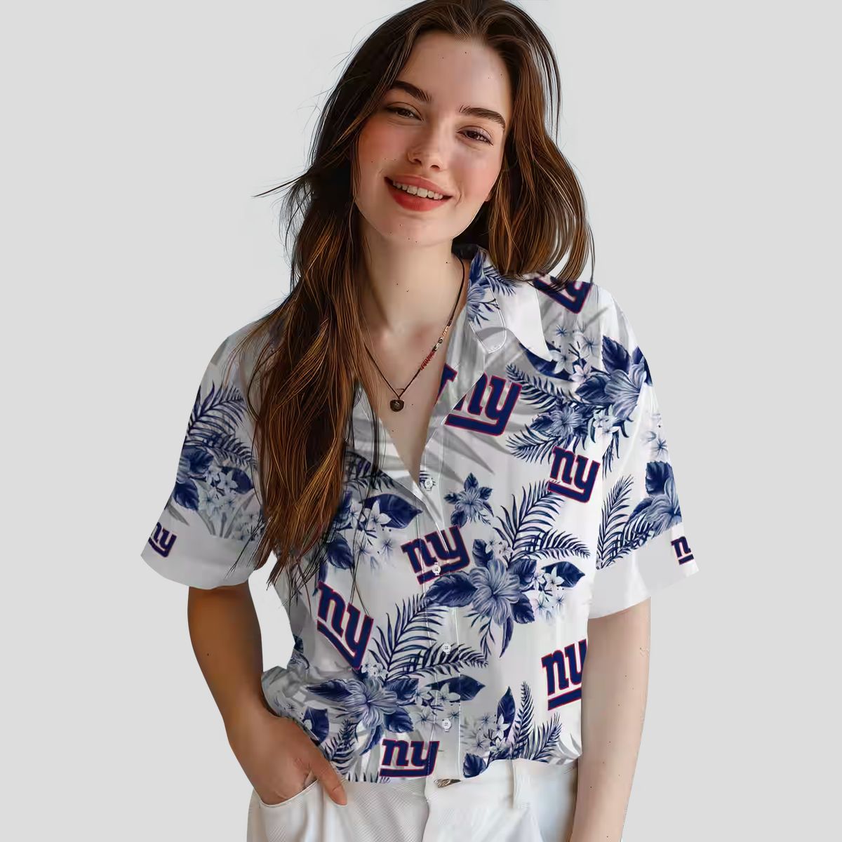 New York Giants Tropical Aloha Hawaiian Shirt, Hibiscus Palm NFL Tailgate Outfit