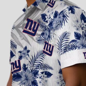 New York Giants Tropical Aloha Hawaiian Shirt, Hibiscus Palm NFL Tailgate Outfit
