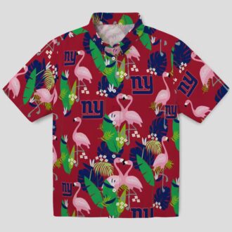 New York Giants Tropical Blue Hawaiian Shirt, Flamingo Hibiscus Beach Party Outfit