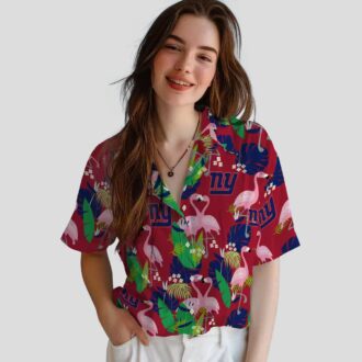 New York Giants Tropical Blue Hawaiian Shirt, Flamingo Hibiscus Beach Party Outfit