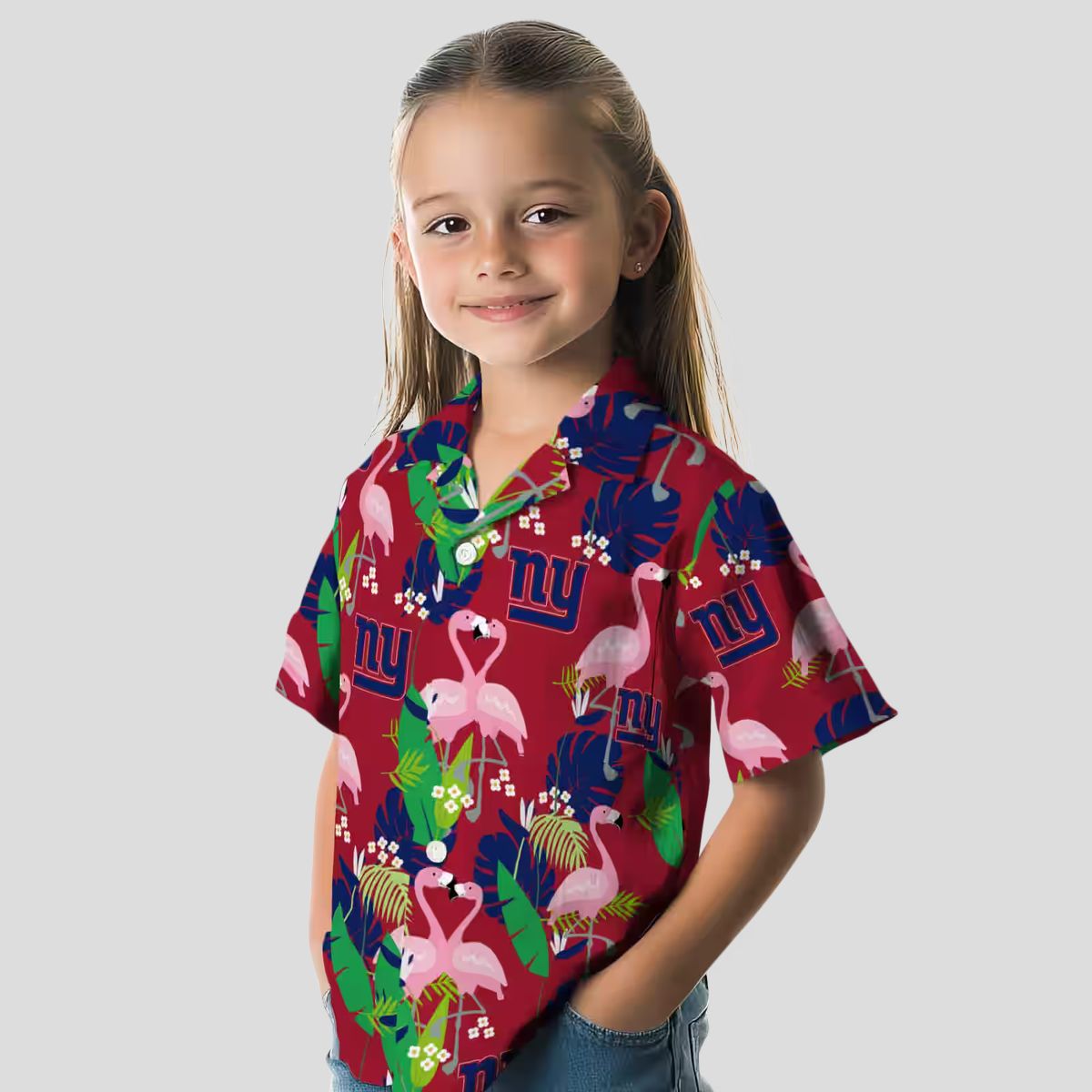 New York Giants Tropical Blue Hawaiian Shirt, Flamingo Hibiscus Beach Party Outfit