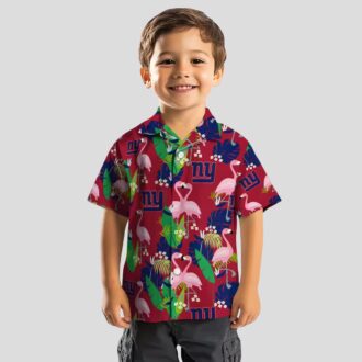 New York Giants Tropical Blue Hawaiian Shirt, Flamingo Hibiscus Beach Party Outfit