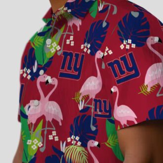 New York Giants Tropical Blue Hawaiian Shirt, Flamingo Hibiscus Beach Party Outfit