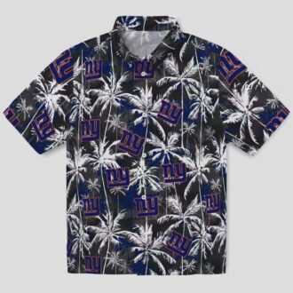 NFL Fans New York Giants Palm Hawaiian Shirt - Blue & Black Aloha Style