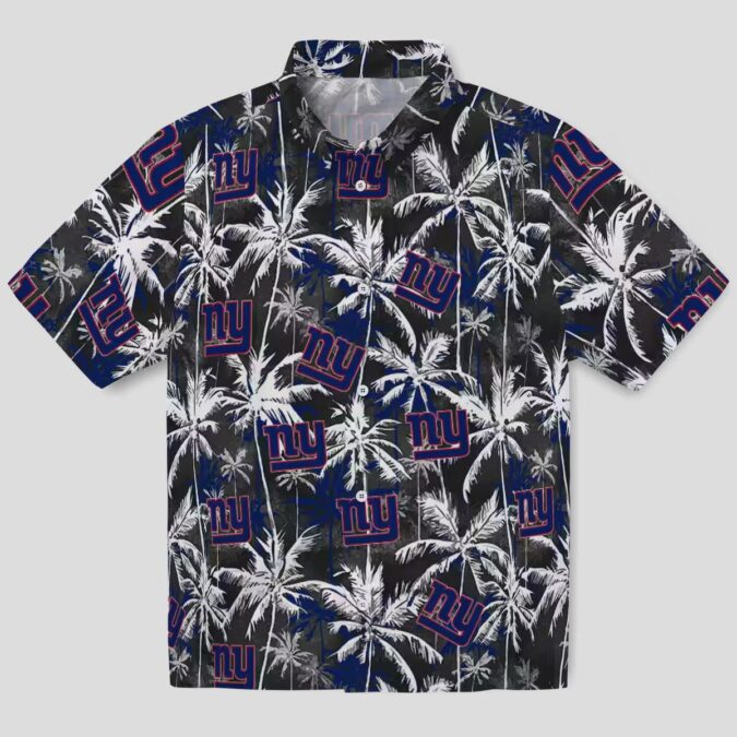 NFL Fans New York Giants Palm Hawaiian Shirt - Blue & Black Aloha Style