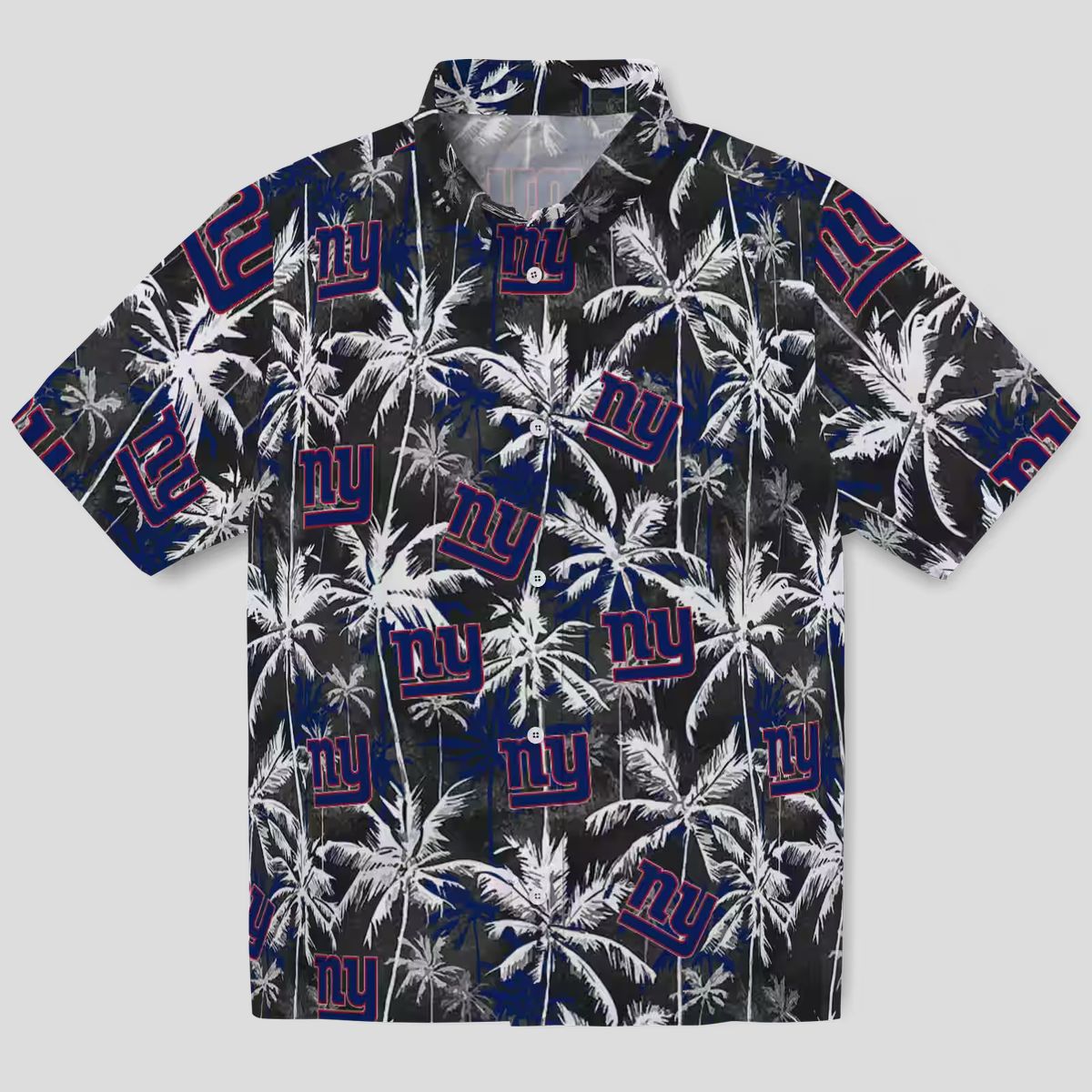 NFL Fans New York Giants Palm Hawaiian Shirt - Blue & Black Aloha Style
