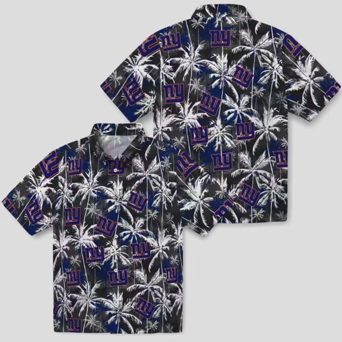 NFL Fans New York Giants Palm Hawaiian Shirt - Blue & Black Aloha Style