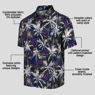NFL Fans New York Giants Palm Hawaiian Shirt - Blue & Black Aloha Style