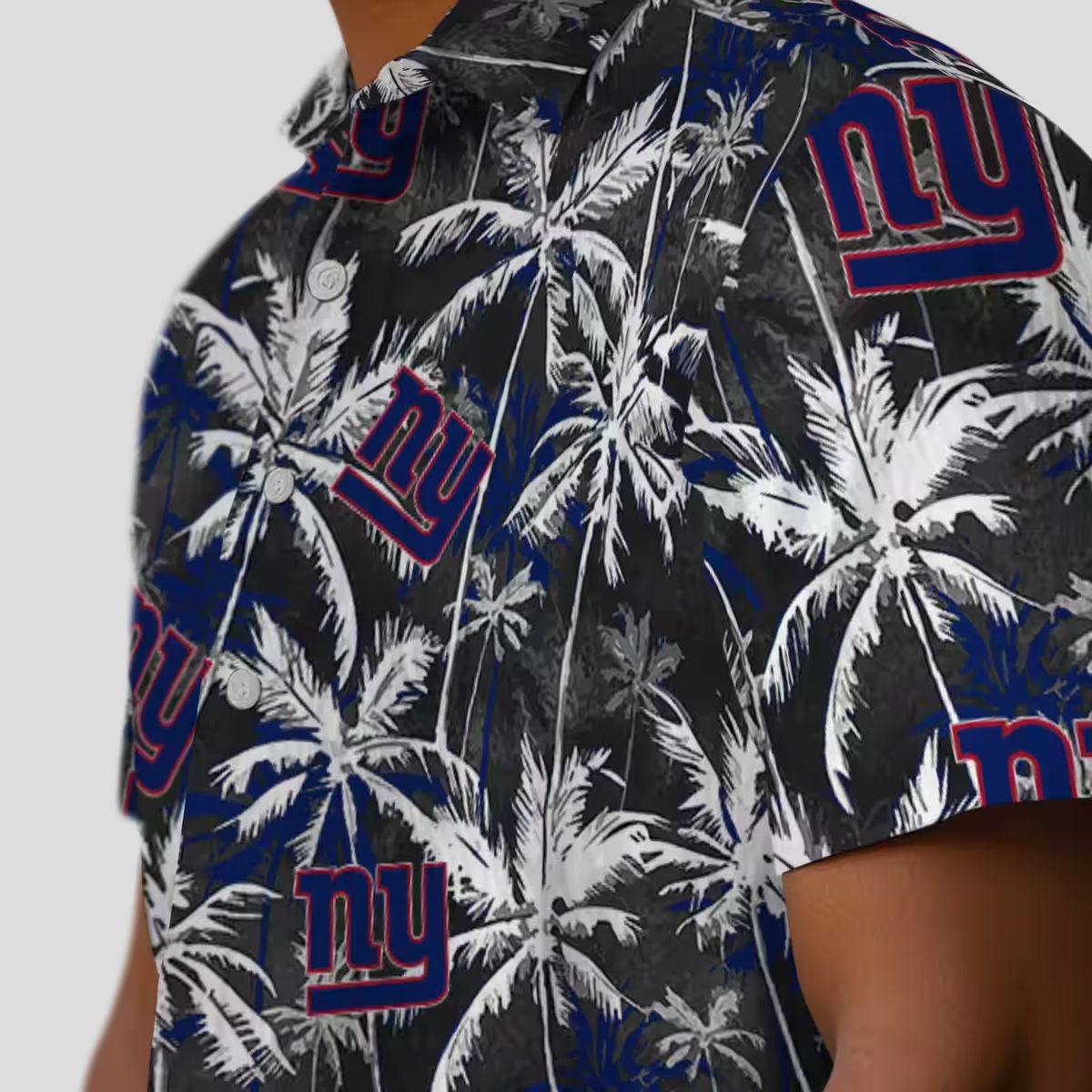 NFL Fans New York Giants Palm Hawaiian Shirt - Blue & Black Aloha Style