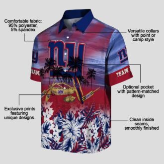 NFL Football New York Giants Aloha Shirt, Blue Tropical Canoe Hawaiian Shirt