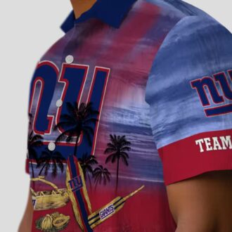 NFL Football New York Giants Aloha Shirt, Blue Tropical Canoe Hawaiian Shirt