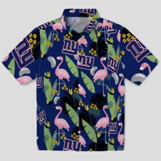 NFL New York Giants Aloha Flamingo Shirt, Tropical Blue Summer Vacation Wear