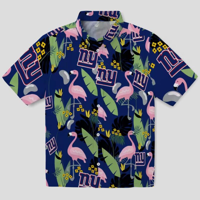 NFL New York Giants Aloha Flamingo Shirt, Tropical Blue Summer Vacation Wear